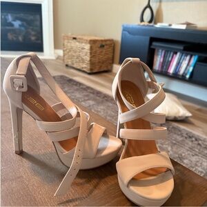 Nude strappy heels